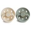 Set van 2 moon phase latex fopspeen - 6-18 m - cream / sage 